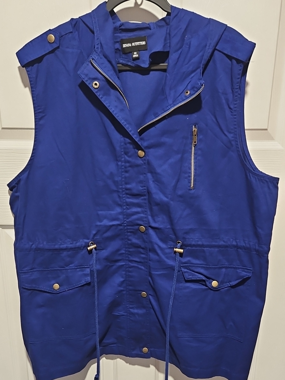Zenana Outfitters Hoodie Vest Women's  Royal Blue Full Zip Pockets Size 3XL